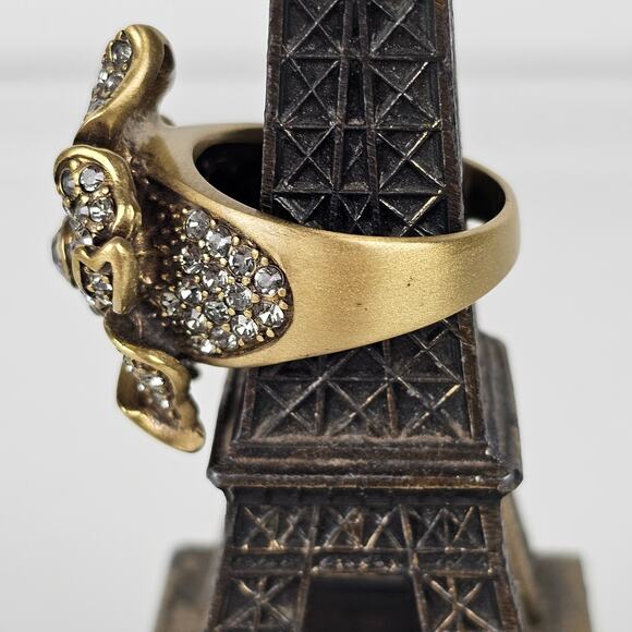 Heidi Daus cocktail ring with smoky rhinestone ribbon bouquet size 12 - Picture 3 of 6